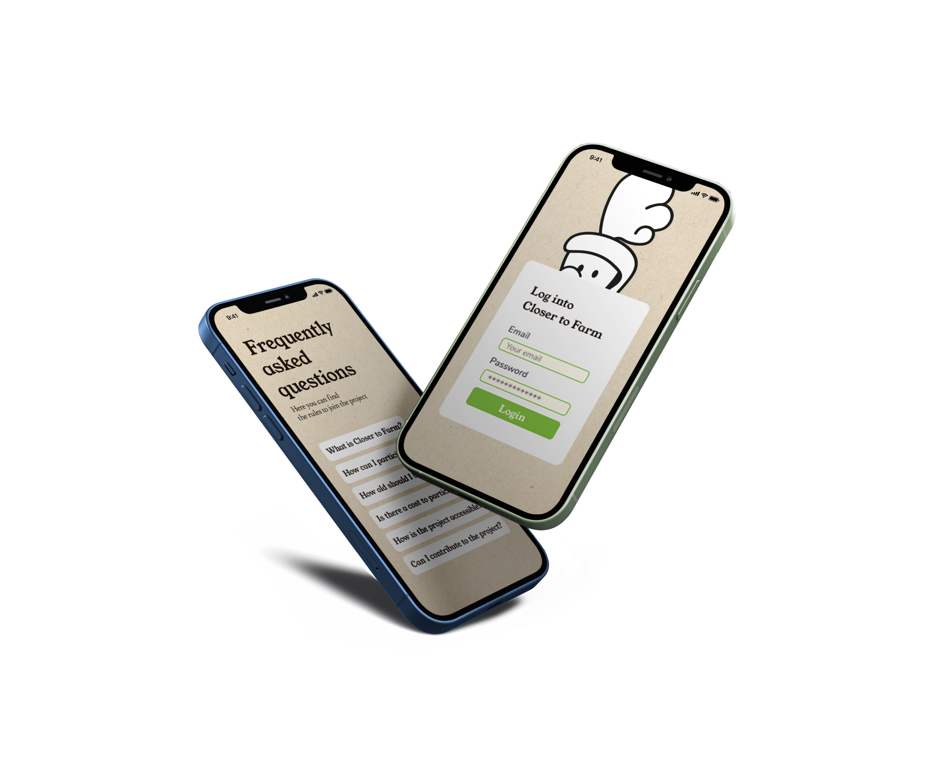 Mockup app Closer To Farm