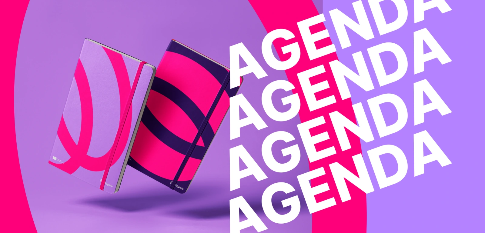 Mockup agenda Integrate con tipografia ripetuta AGENDA