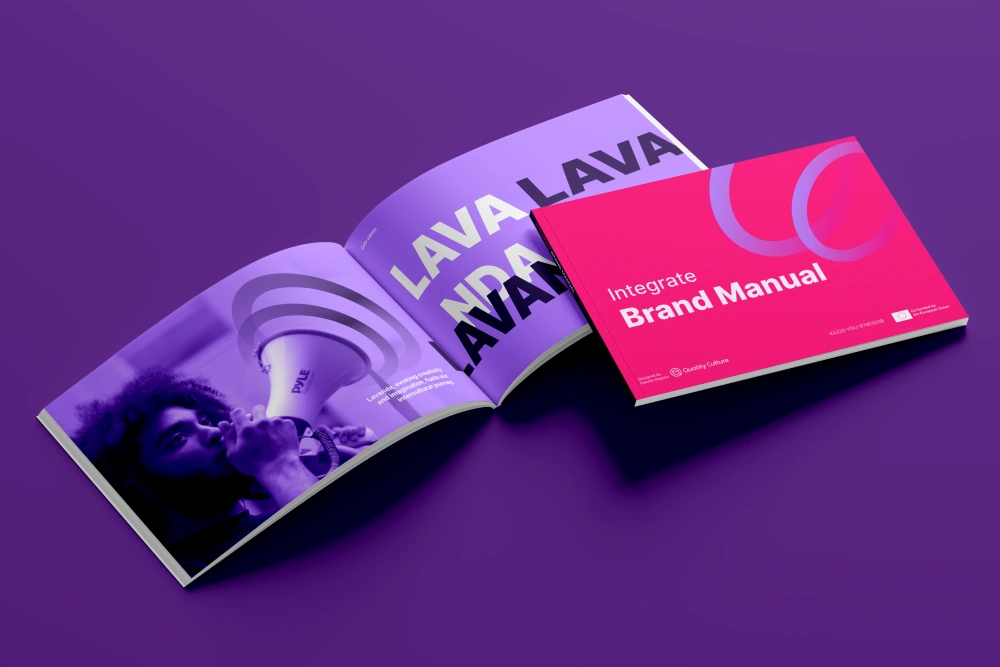 Mockup del manuale di brand Integrate