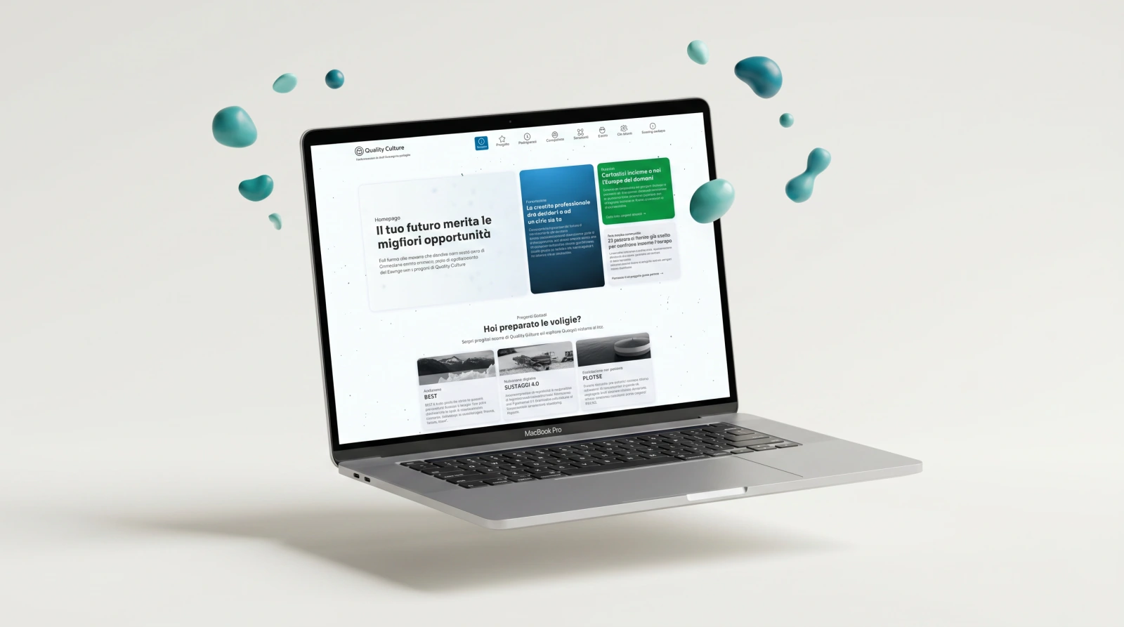 Mockup laptop con la homepage del sito Quality Culture